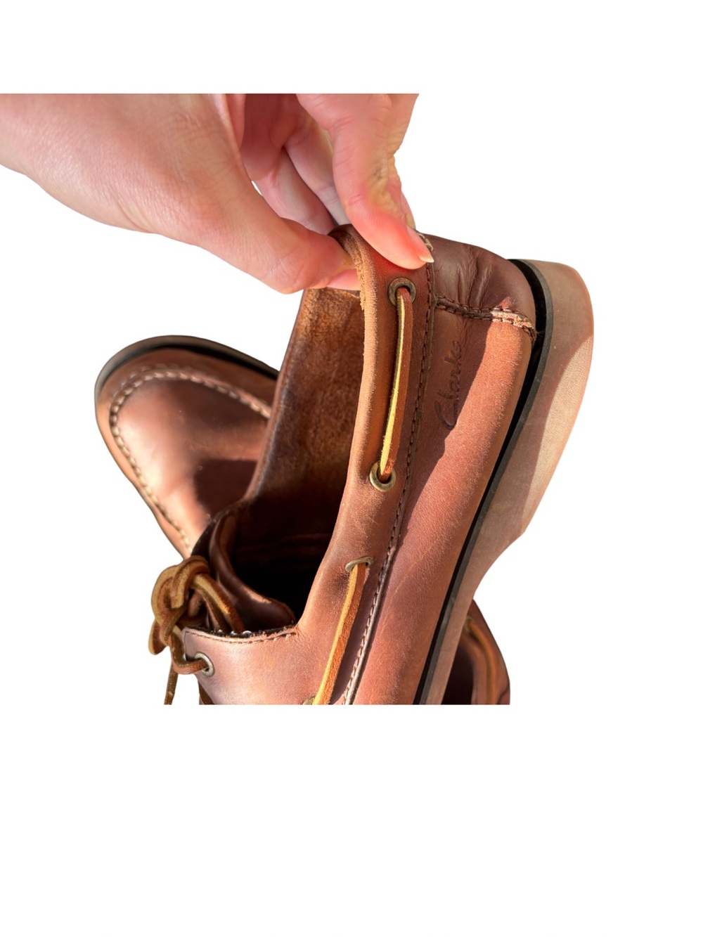 Clarks brown leather boat shoe - Picture 2 of 4